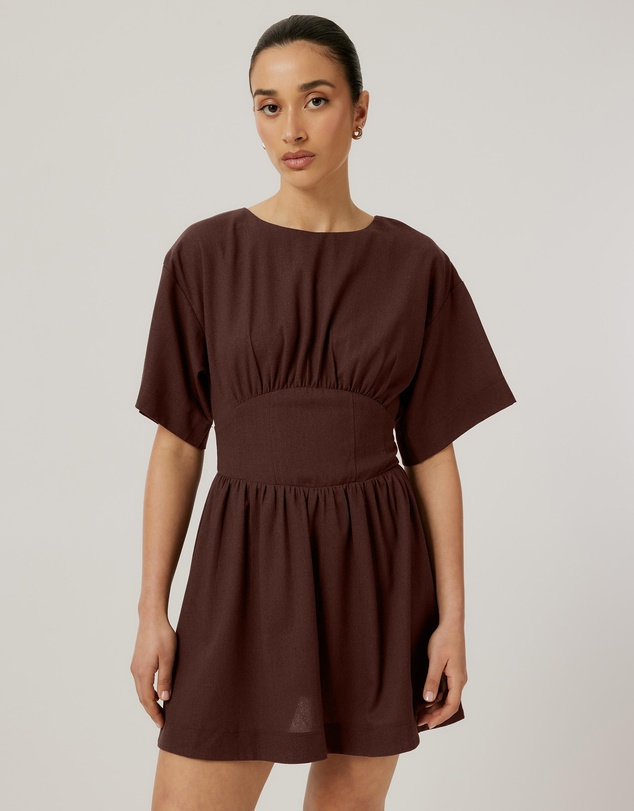 Calli - Glehn Linen Blend Mini Dress