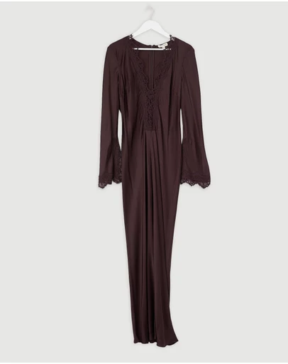 Revibe - Repaired Shona Joy Allegra Lace Plunged Maxi Dress - AU 14