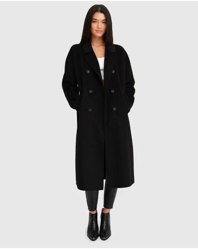 Belle & Bloom - Boss Girl Double-Breasted Lined Wool Coat