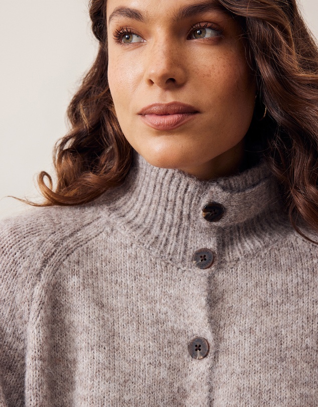 Ceres Life - Riley Funnel Neck Tab Cardi