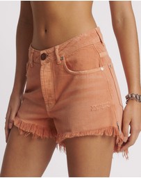 ONE TEASPOON - Bonitas High Waist Denim Shorts - Malta Orange