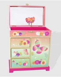 Pink Poppy - Rainbow Butterfly Large Music Box