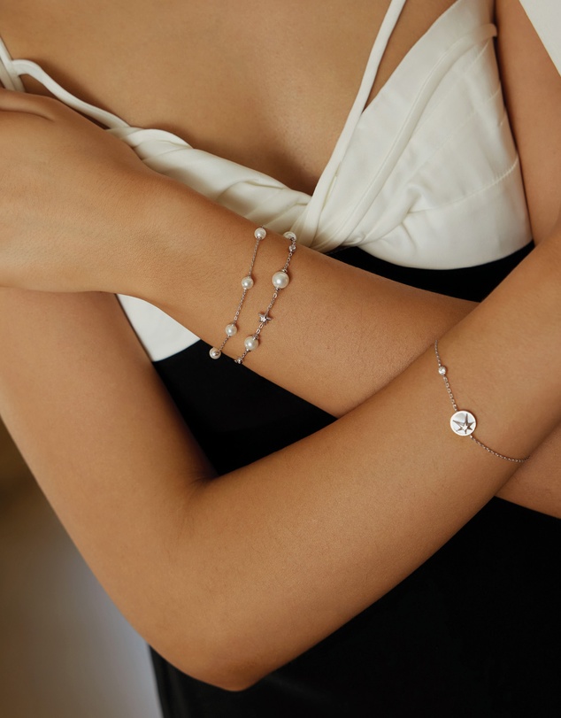 Ania Haie - Ania Haie Silver Pearl Station Bracelet