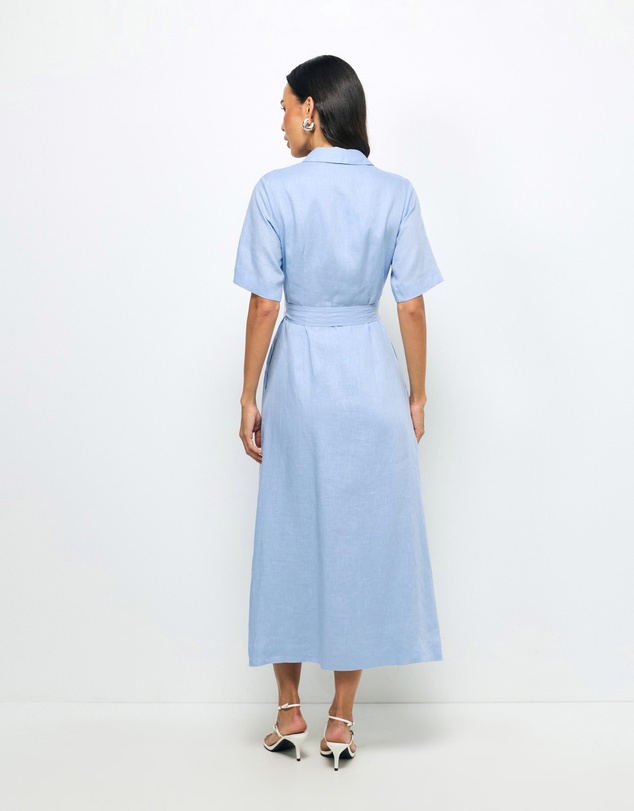 AERE - Orien Tuck Waist Linen Shirt Dress