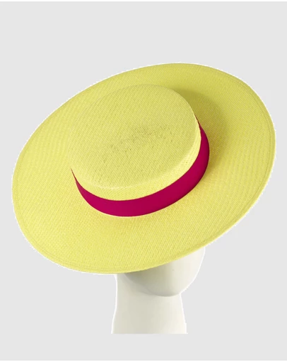Max Alexander - Yellow and Fuchsia Boater Hat