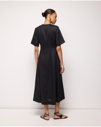 Revibe - Repaired AERE Rani Linen Midi Dress - AU 12
