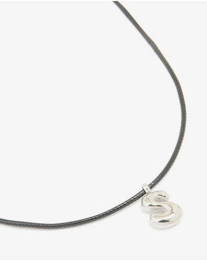 Lovisa - Waterproof Stainless Steel Large Bubble Letter S Cord Necklace