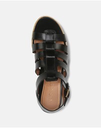 Vionic - Jaylah Wedge Sandal - Black Leather