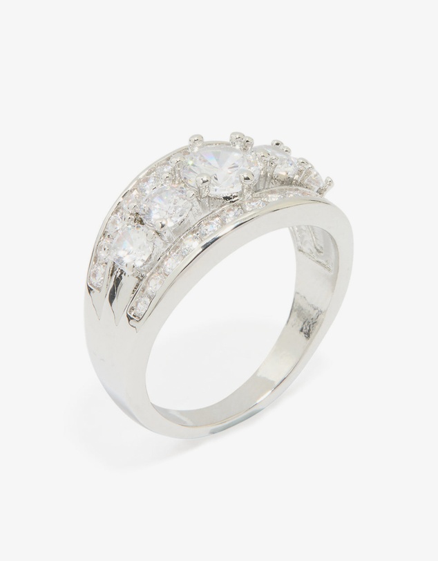 Lovisa - Silver Cubic Zirconia Cluster Band Ring