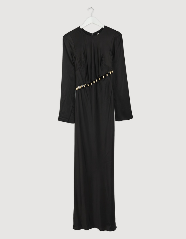Revibe - Repaired Shona Joy Winslow Long Sleeve Asymmetric Maxi Dress - AU 6