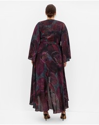 City Chic - Evangeline Orchid Print Wrap Maxi Dress