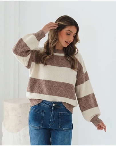 Esther & Co - Arliss Knit - Ivory Stripe