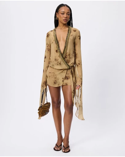Jaded London - Iberis Chiffon Wrap Mini Dress
