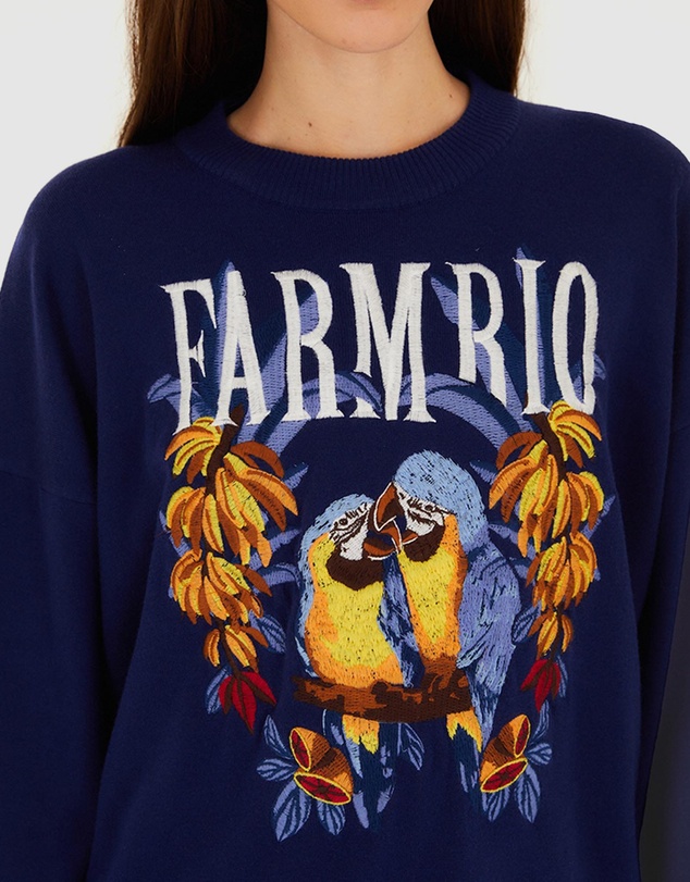 Farm Rio - Love Birds Embroidery Sweater
