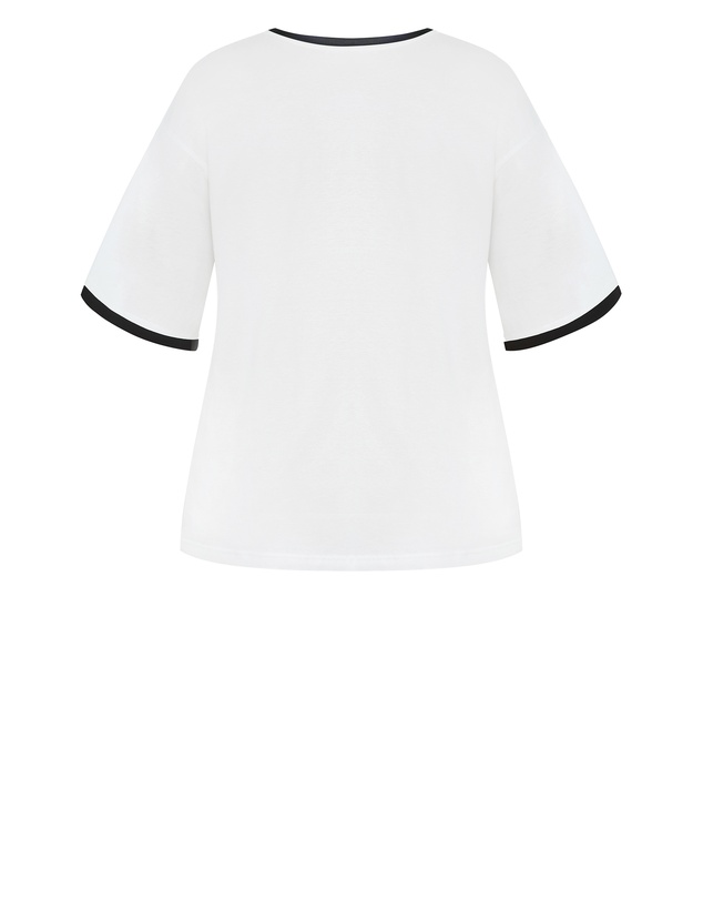 City Chic - Plus size Oversized LA Print Tee - ivory
