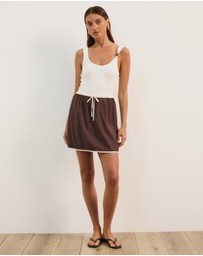 Atmos&Here - Jade Linen Blend Contrast Mini Skirt