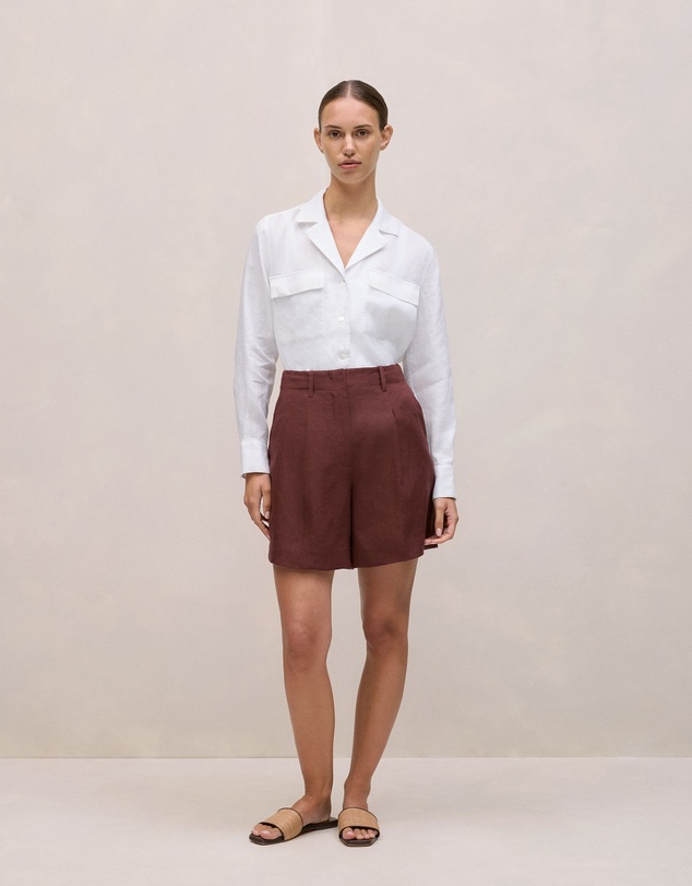 Trenery - Delave Linen Tailored Short in Espresso