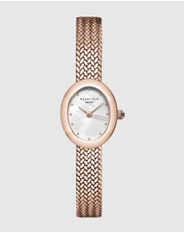 Rosefield - Mini Oval White Rose Gold-Tone Woven Mesh Bracelet Watch