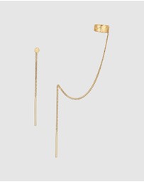 Elli Jewelry - Earrings Hanger Long Earcuffs 925 Sterling Silver Gold Plated