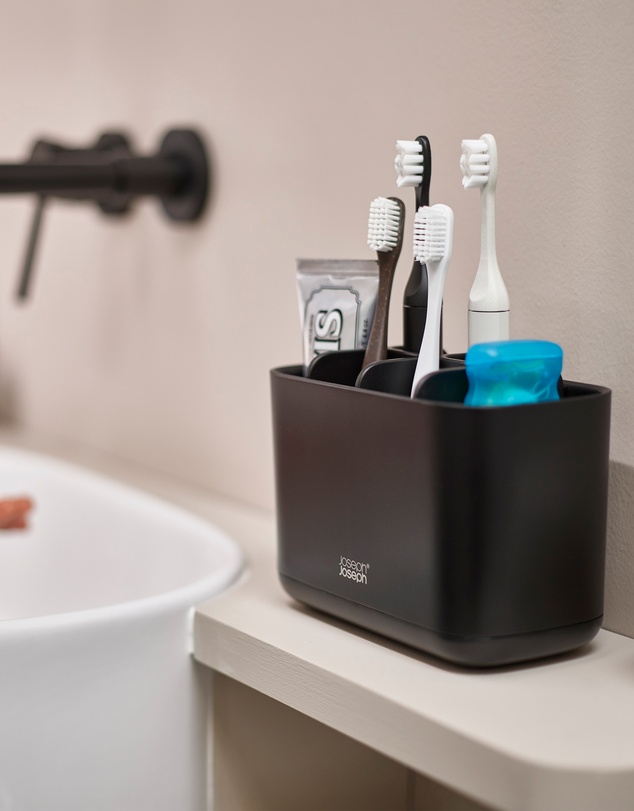 Joseph Joseph - EasyStore™ Large Toothbrush Caddy with Matt Black Finish