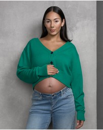 Soon Maternity - V-Neck Cropped Cardigan