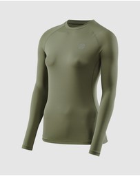 SKINS - SKINS Compression Women's Series-2 Gym Clothing Long Sleeve Top Khaki