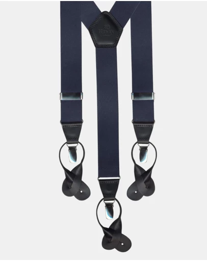 Henry Bucks - HENRY SARTORIAL x LEYVA Braces with Loops & Clips NAVY