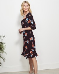 Sosandar - Floral Print Sweetheart Neck Dress