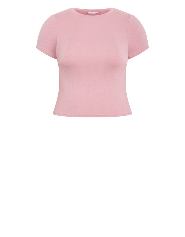 City Chic - Plus size Karla Short Sleeve Tee - dusty rose