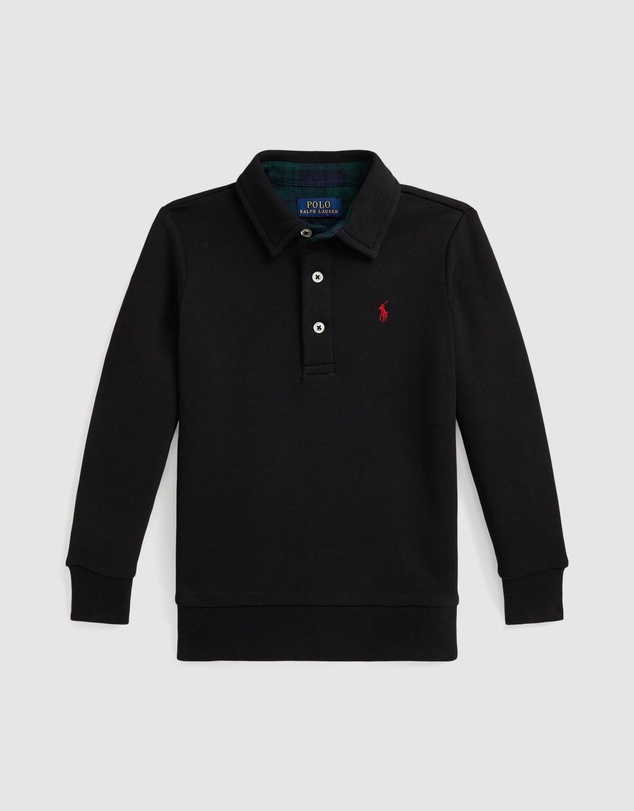Polo Ralph Lauren - Plaid-Trim Fleece Polo-Collar Sweatshirt - ICONIC EXCLUSIVE - Babies-Kids