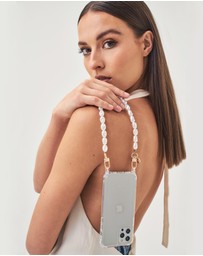 LOUVE COLLECTION - Clear Phone Case + Pearl Crossbody Chain & Wristlet