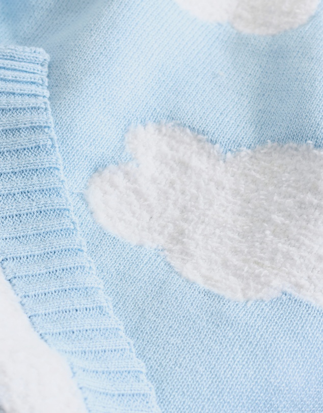 Living Textiles - Pram Knitted Blanket - Cloud Whisper / Blue