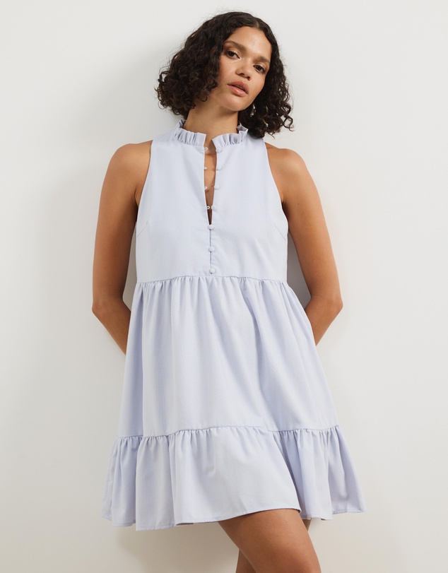 Atmos&Here - Aylah Tiered Linen Blend Mini Dress