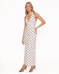 Petal & Pup - Adora Halterneck Maxi Dress - White Polka Dot