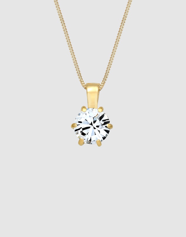 Elli Jewelry - Necklace Crystal 925 Sterling Silver Gold-Plated
