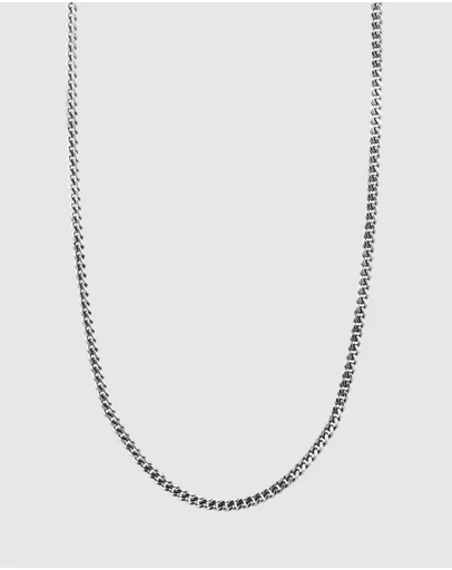 Kuzzoi - ICONIC EXCLUSIVE - Classic Curb Chain Necklace in Oxidised 925 Sterling Silver
