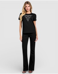 GUESS - Short Sleeve Crewneck Krystal Triangle T-Shirt