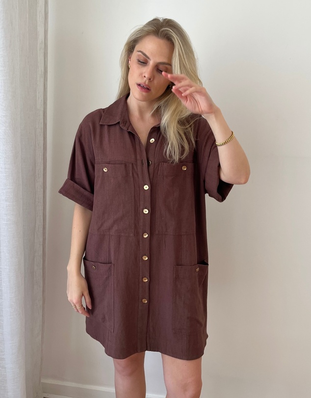 UNE PIECE - Short Sleeve Linen Mini Dress