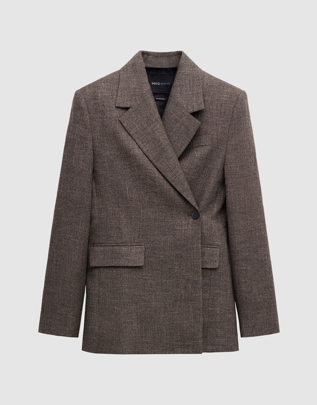 M.N.G - Herringbone Double-Breasted Suit Blazer