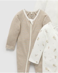 Purebaby - 4 Pack Zip Growsuit-Babies