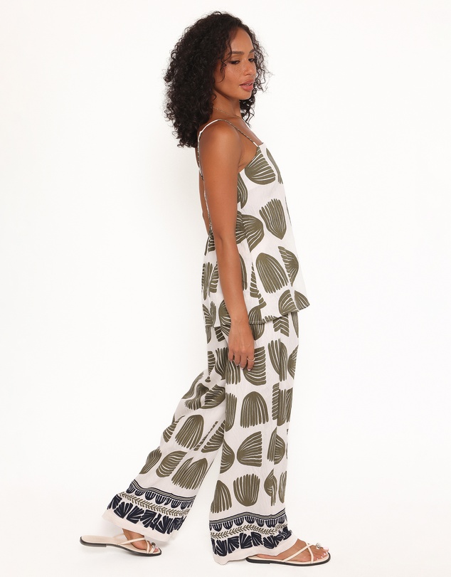 Petal & Pup - Brianna Pant Set - Green Palm Print