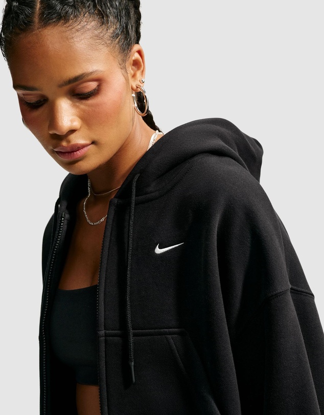 Nike - Studio Fleece Medium Weight Oversized Full-Zip Cropped Hoodie