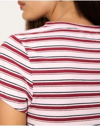 Dazie - Sophia V-Neck Stripe Tee