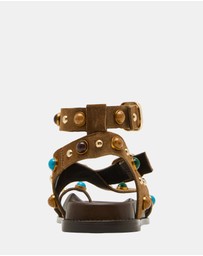 Steve Madden - Linear Taupe Suede Sandals