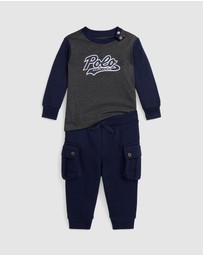 Polo Ralph Lauren - Logo Jersey Tee & Fleece Jogger Pants Set - ICONIC EXCLUSIVE - Babies