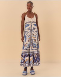 Farm Rio - Ana Tapestry Off-White Fish Straps Maxi Dress