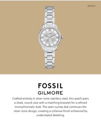 Fossil - Gilmore Silver Tone Analogue Watch