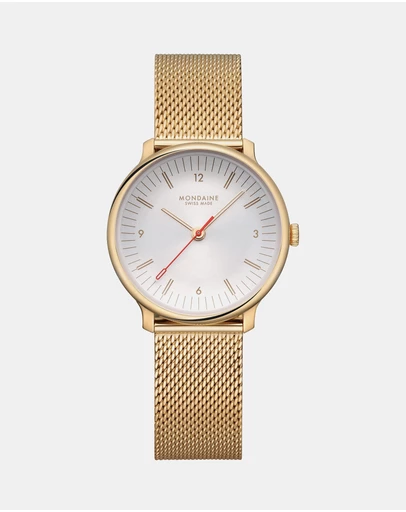 Mondaine - Mondaine Doppio Gold Plated Stainless Steel 33mm Watch