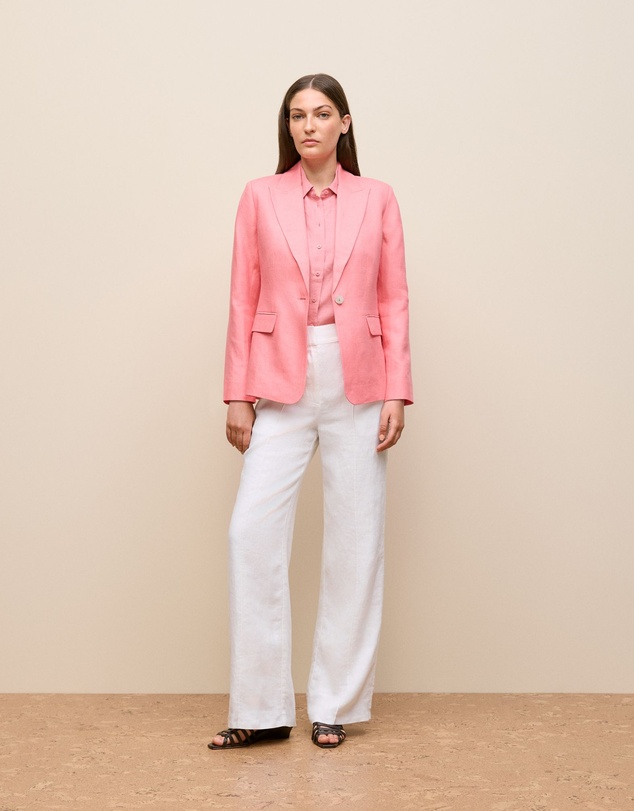 Trenery - Delave Linen Cap Sleeve Shirt in Pink Peony