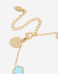 Lovisa - Waterproof Gold Plated Stainless Steel Light Blue Petal Flower Charm Bracelet